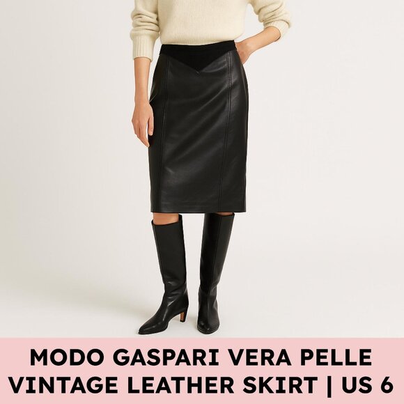 Modo Gaspari Vera Pelle vintage leather pencil skirt Size 6 - Picture 1 of 12